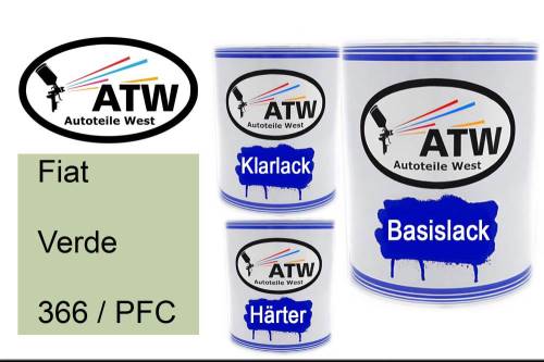 Fiat, Verde, 366 / PFC: 1L Lackdose + 1L Klarlack + 500ml Härter - Set, von ATW Autoteile West.